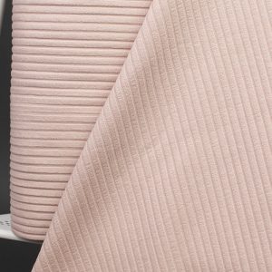 Bred ribbad jersey (trikå) enfärgad metervara – Dusty pink – OEKO-TEX certifierad
