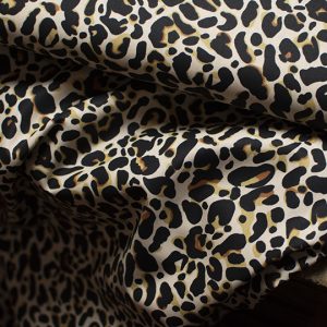 Bomullspoplin leopard – metervara – Petrol OEKO-TEX certifierad