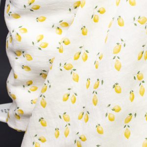 Mjuk linne – Citroner – Vit, metervara