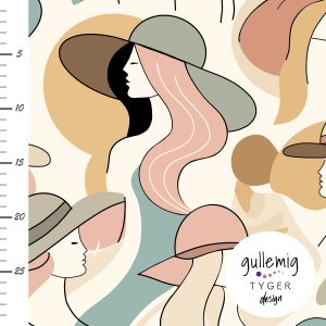 Jersey (trikå) – Abstrakt female hatt persika – Creme (GOTS)