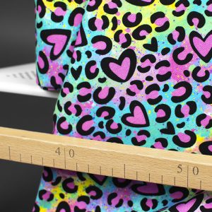 Jersey (trikå) - Leopard hjärtan pastell - Flerfärgad