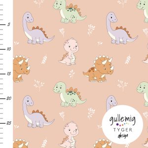 Jersey (trikå) – Dinosaurier – Peach (GOTS)