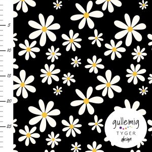 Jersey (trikå) – Blommor – Svart (GOTS)