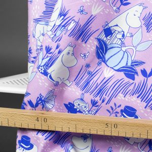 Jersey (trikå) - Mumin i trädgården - Rosa (Licenstyg)