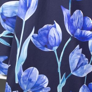 Jersey (trikå) – Tulpaner stormönstrad – Mörkblå