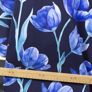 Jersey (trikå) - Tulpaner stormönstrad - Mörkblå