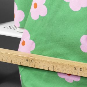 Jersey (trikå) - Rosa blommor - Grön