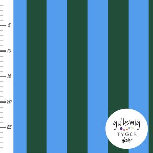 Jersey (trikå) – Randig 4cm – Klarblå/mörkgrön (GOTS)