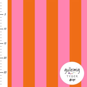 Jersey (trikå) – Randig 4cm – Rosa/orange (GOTS)