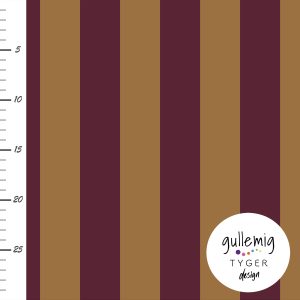 Jersey (trikå) – Randig 4cm – Vinröd/camel (GOTS)