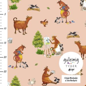 Jersey (trikå) – Pyssel med Mamma Mu & Kråkan – Peach (GOTS, LICENSTYG)