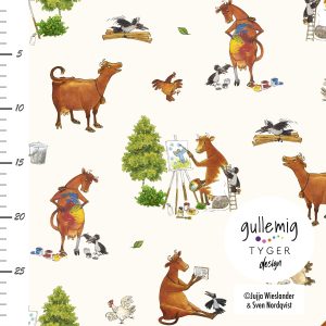 Jersey (trikå) – Pyssel med Mamma Mu & Kråkan – Creme (GOTS, LICENSTYG)