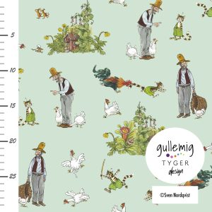 Jersey (trikå) – Pettson & Findus Kackel i hönsgården – Ljusgrön (Licenstyg)