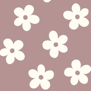 Jersey (trikå) – Vita blommor – Old rose