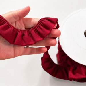 Volangband trikå 3cm – Mörk röd