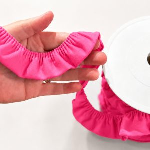 Volangband trikå 3cm – Neonrosa