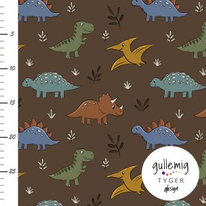 Jersey (trikå) – Dinosaurier – Rostbrun (GOTS)