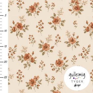 Jersey (trikå) – Rostiga blommor – Varm beige (GOTS)