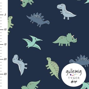 Jersey (trikå) – Dinosaurier – Mörkblå (GOTS)