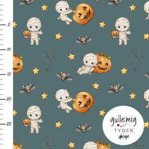 Jersey (trikå) – Halloween mumie – Petrol (GOTS) Jersey (trikå) – Halloween mumie – Petrol (GOTS)