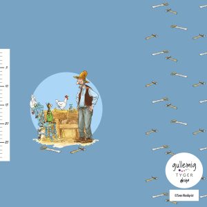Jersey (trikå) PANEL – I snickarboden med Pettson & Findus – Blå (Licenstyg)