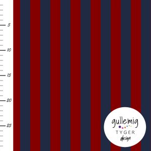 Jersey (trikå) - Randig 2cm - Mörk röd/mörkblå (GOTS)