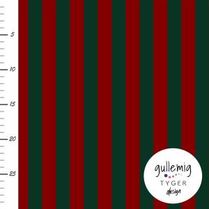 Jersey (trikå) - Randig 2cm - Mörk röd/mörkgrön (GOTS)