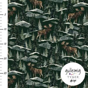 Jersey (trikå) – Älg i skogen – Mörkgrön (GOTS)