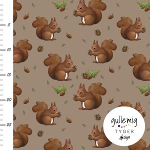 Jersey (trikå) – Ekorrar – Mörk beige (GOTS)